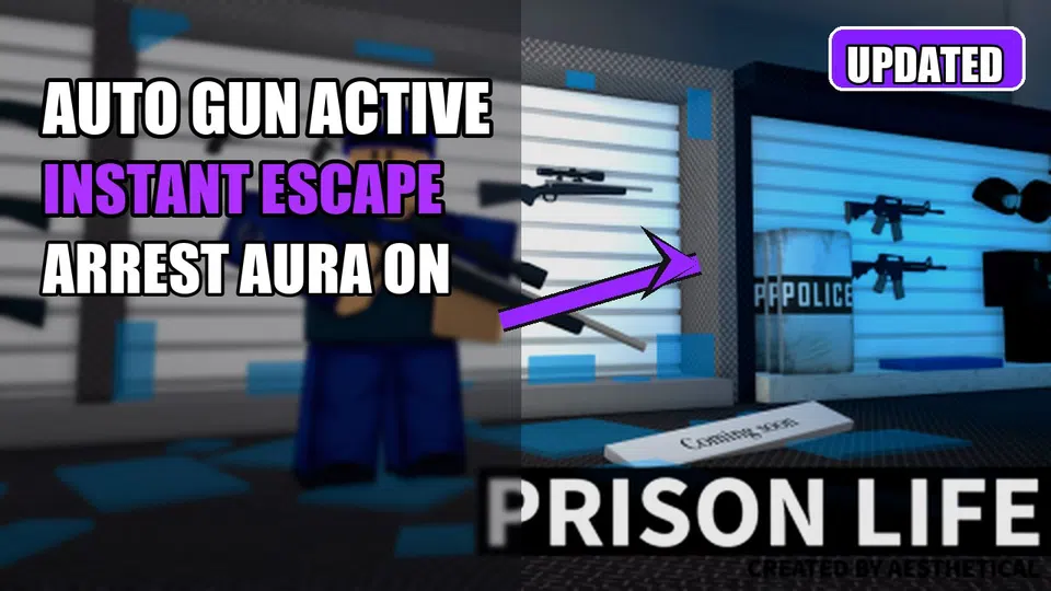 Thumbnail for Dominate Prison Life: Auto Gun, Auto Escape, and Arrest Aura Script