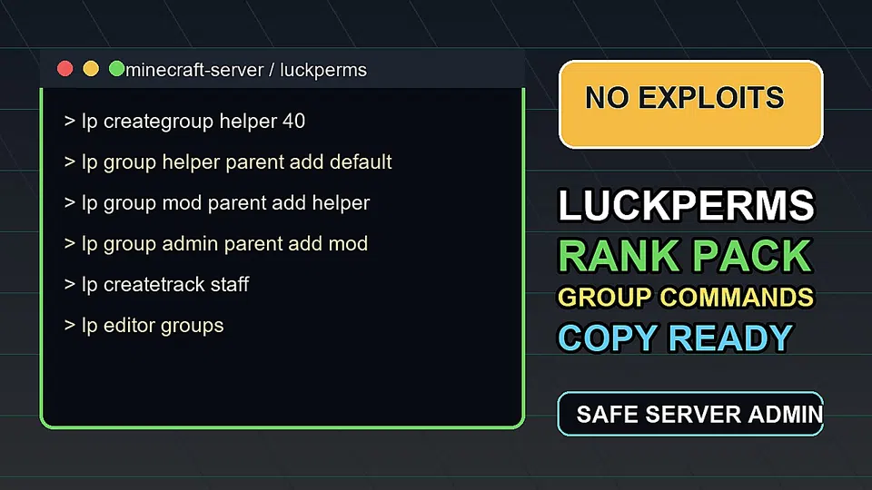 Thumbnail for LuckPerms Starter Rank Commands for Minecraft Servers